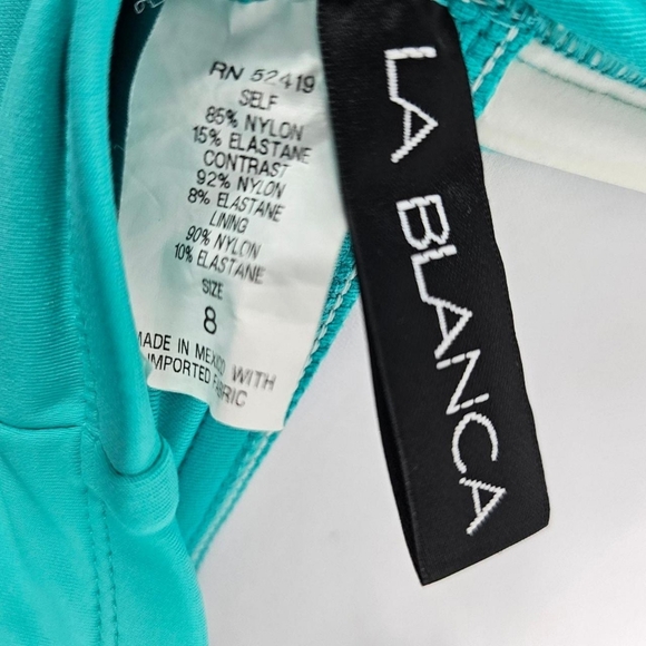 La Blanca Women's Blue High Back Ruching One Piece Swimsuit - Picture 8 of 8